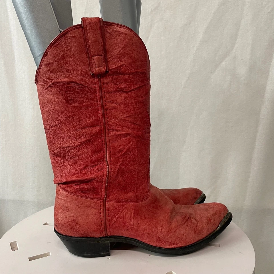 Botas vaqueras occidentales de cuero rojo Capezio para mujer punta corta tacón bloque talla 8,5 M Foto 4 de 4