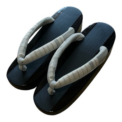 JAPANESE  VINTAGE GETA SANDALS ／ WOMENS ／ 23cm  ／ BLACK &GRAY ／ BRAND-NEW