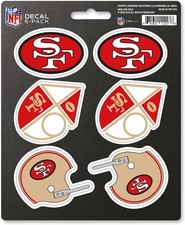 San Francisco 49ers 6-Piece Decal Sticker Set, Vintage Retro Logo, 5x6 Inch Shee
