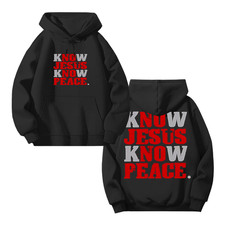 Men's Christian Faith-Based Hoodie - "Know Jesus Know Peace" Hooded Sweatshirt