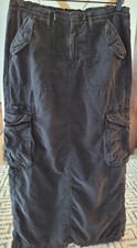 American Eagle Size 6 32" Cargo Black Corduroy 36" Long Skirt -Slit Sewn Down