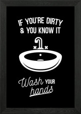 Wash Your Hands II Framed Wall Art Poster Canvas Print Picture