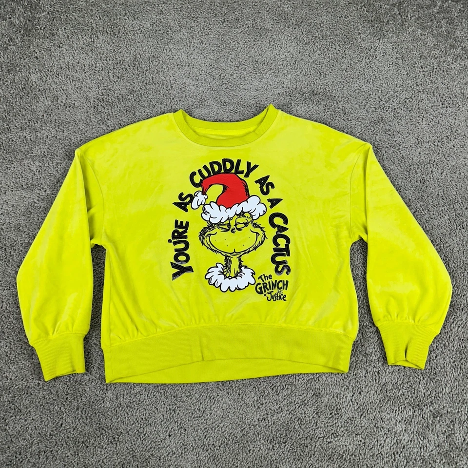 Sudadera The Grinch Niñas L Terciopelo Verde Eres Tan Mimosa Como Un Cactus Justice Foto 2 de 4