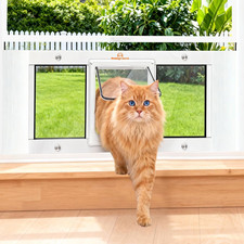Cat Door for Window, Adjustable Fits to 31"-36" Width Window Pet Door for Cat