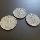 New ListingWalking Liberty Half Dollars - Lot Of 3 - 90% Silver (1944S, 1945D, 1946D)