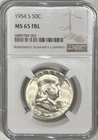 1954-S Franklin Half Dollar, NGC MS65 FBL (Full Bell Lines) - Bright White!