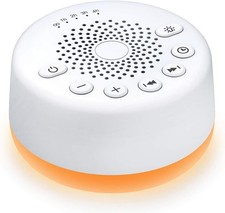 White Noise Machine with 25 Sounds, Night Light, Volume Control, Sleep Timer