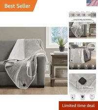 Luxurious Reversible Electric Throw Blanket 50x60 - Ultra-Soft Sherpa Comfort