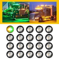 20x Round Amber Green Dual Color Side Marker Lights LED Bullet Truck Trailer 12V