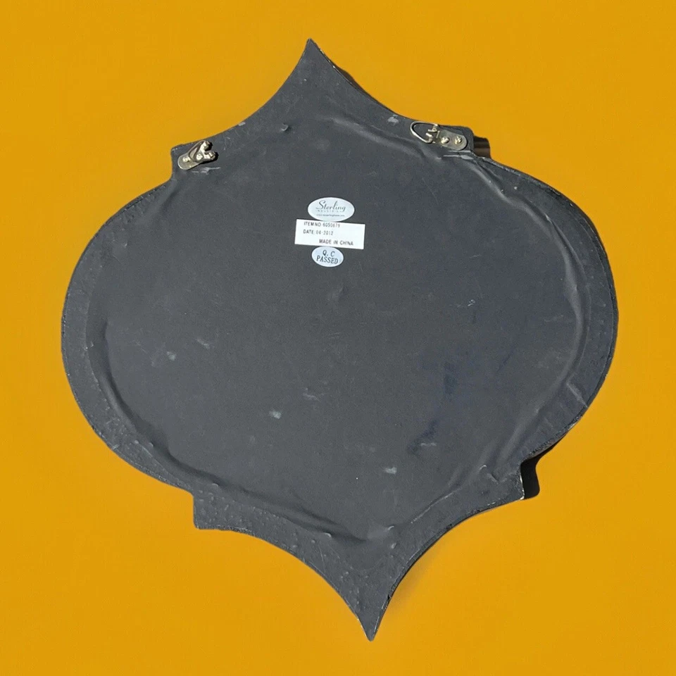 Vintage Moroccan Quatrefoil Wall Mirror Black Wood Moorish Style 23”x20” - Image 4 of 4