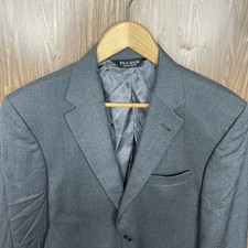 Jos A Bank Blazer Jacket Mens 38R Gray Solid 100 Wool Double Vented Two Buttons