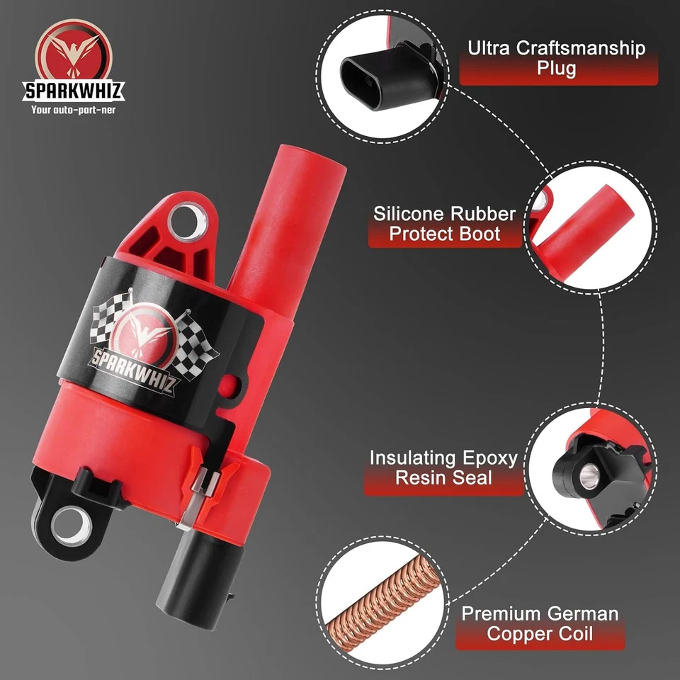 8Pcs UF414 Round Ignition Coil & Spark Plug Wire For GMC Chevy Silverado 1500 US Foto 3 de 4