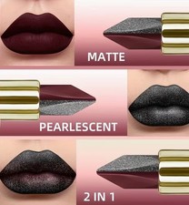 Two-Tone Trend Color Lipstick, Red-Black, Mat...