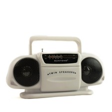 Suntone RR2500 White Mini AM/FM Boom Box Radio 7.5in x 3.5in Untested