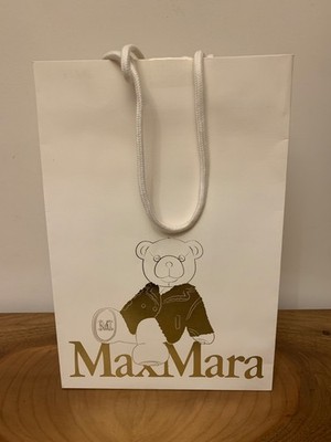 Max Mara Luxus weiß Teddy Papier Einkauf Geschenktüte authentisch 35 x 24 x 10 cm