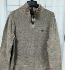 CHAPS BOYS YOUTH KNIT PULLOVER SWEATER, LIGHT BROWN, PATCH ELBOW , YOUTH SZ XL