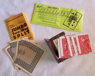 Nick Trost Card Magic Lot Quadraplex & Two Way Split mentalism Jumbo Card OOP