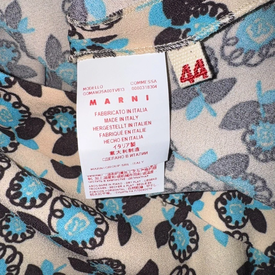 M A R N I  Italy Marni size EU 44 US Medium Cream Blue Brown Floral Midi Skirt - Image 4 of 4