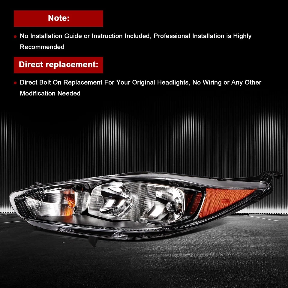 For 2014-2015 Ford Fiesta 1.0l 1.6L Headlights Assembly Projector Pair Headlamps - Image 3 of 4