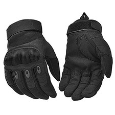 Tactical Gloves Motorcycle Riding Gloves Full Finger Gloves Black Medium