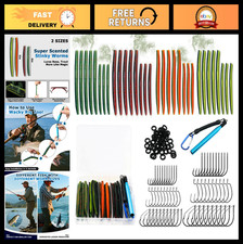 Wacky Rig Kit for Bass Fishing - 143/171PCS Soft Plastic Worms, Weedless Hooks