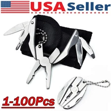 Pocket Multi Tool Pliers Mini Folding Key Chain Fishing Camping Small Pliers Lot
