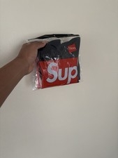 Supreme Hanes Men's Black Crew Socks 2 Pairs Size 6-12 Reinforced Cushioned