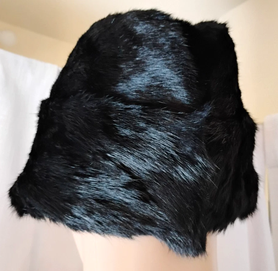 De Colección Años 80 Para Hombres Med Visón Real Piel Suave Cosaco Negro Sombrero Tejido Oreja Cuello Solapa Clásico Foto 4 de 4