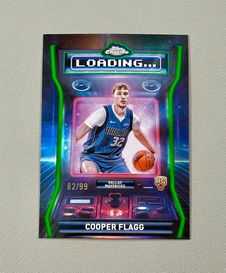 2025-26 Topps Chrome Cooper Flagg RC Rookie Loading Green Refractor 82/99 Card