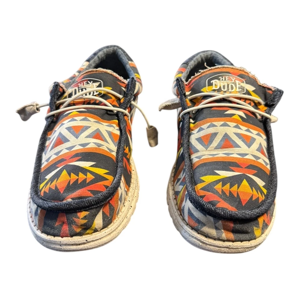 Zapatos Hey Dude Para Hombres Wally Tempe 10 Multi Suroeste Azteca Sin Cordones Sobre Lona Foto 3 de 4