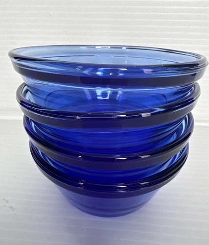 Anchor Hocking Vintage Cobalt Blue 6 oz Custard Cups #1034 Set Of 4 EUC