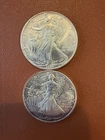 Lot of 2 1991 American Silver Eagles 1oz Fine silver  1 oz ASE Eagle