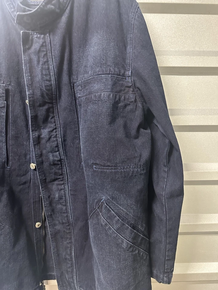 Girbaud Marithe Francois 男式蓝色牛仔夹克带纽扣口袋。 — 第 3/4 张图片