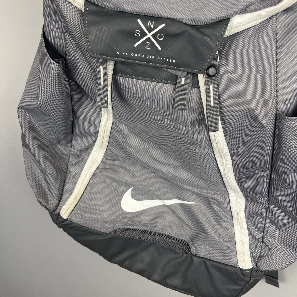 Nike Elite Quad Zip System Backpack Basketball Gray Sports Gym View 2