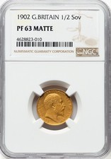 Great Britain - 1902 Edward VII - Matte Proof 1/2 Sovereign - NGC PF63 - CHOICE