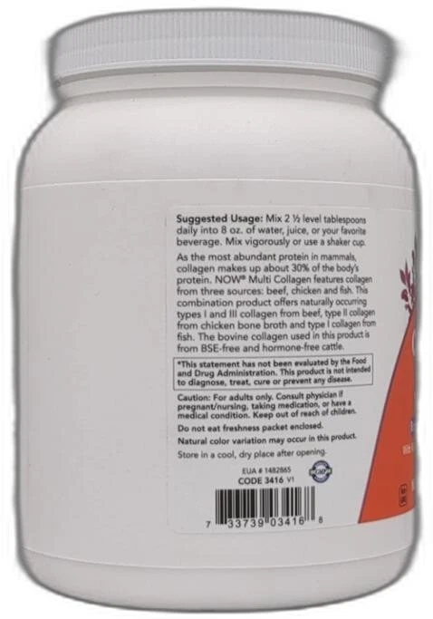 *2026-12-1* Suplementos Now Foods, proteína de colágeno múltiple tipos I, Ii e Iii Foto 3 de 4