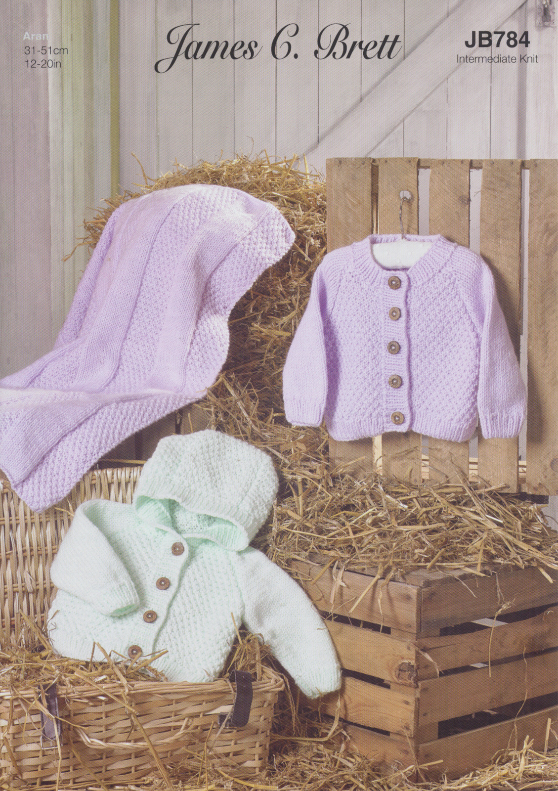 Baby Knitting Pattern Long Sleeve Cardigans & Blanket James Brett Aran JB784