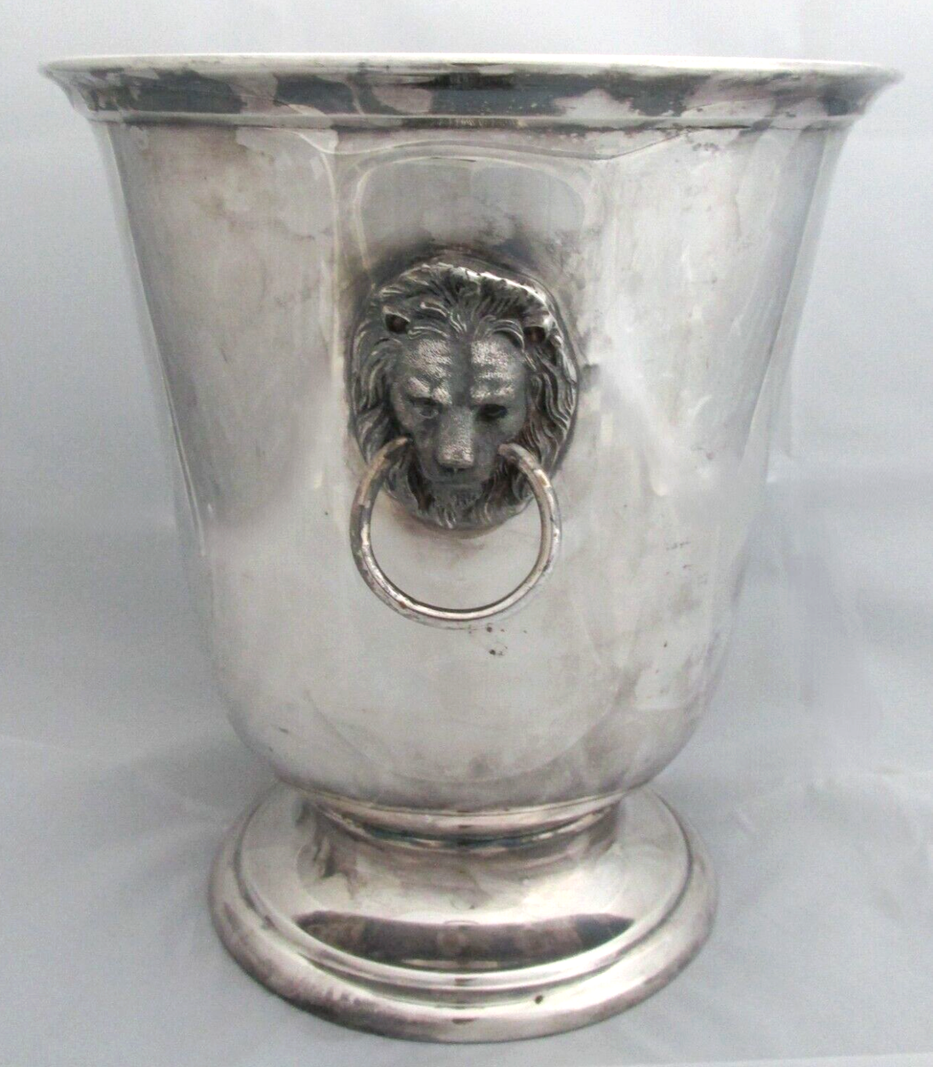 Reed Barton Silverplated Champagne Cooler Ice Bucket with Lions