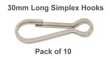 10 x 30mm Nickel Plated Steel Simplex Spring Clips Hooks Dog Leads Rucksacks DIY