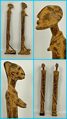 Two 15'' Authentic AFRICAN Bronze ''Tribal Couple'' Maternity Statues - Dogon Mali