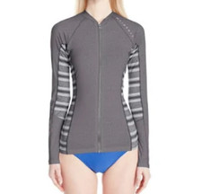 Rip Curl Front Zip Long Sleeve Rashguard Trestles 50 UV Protection Wmns Size M