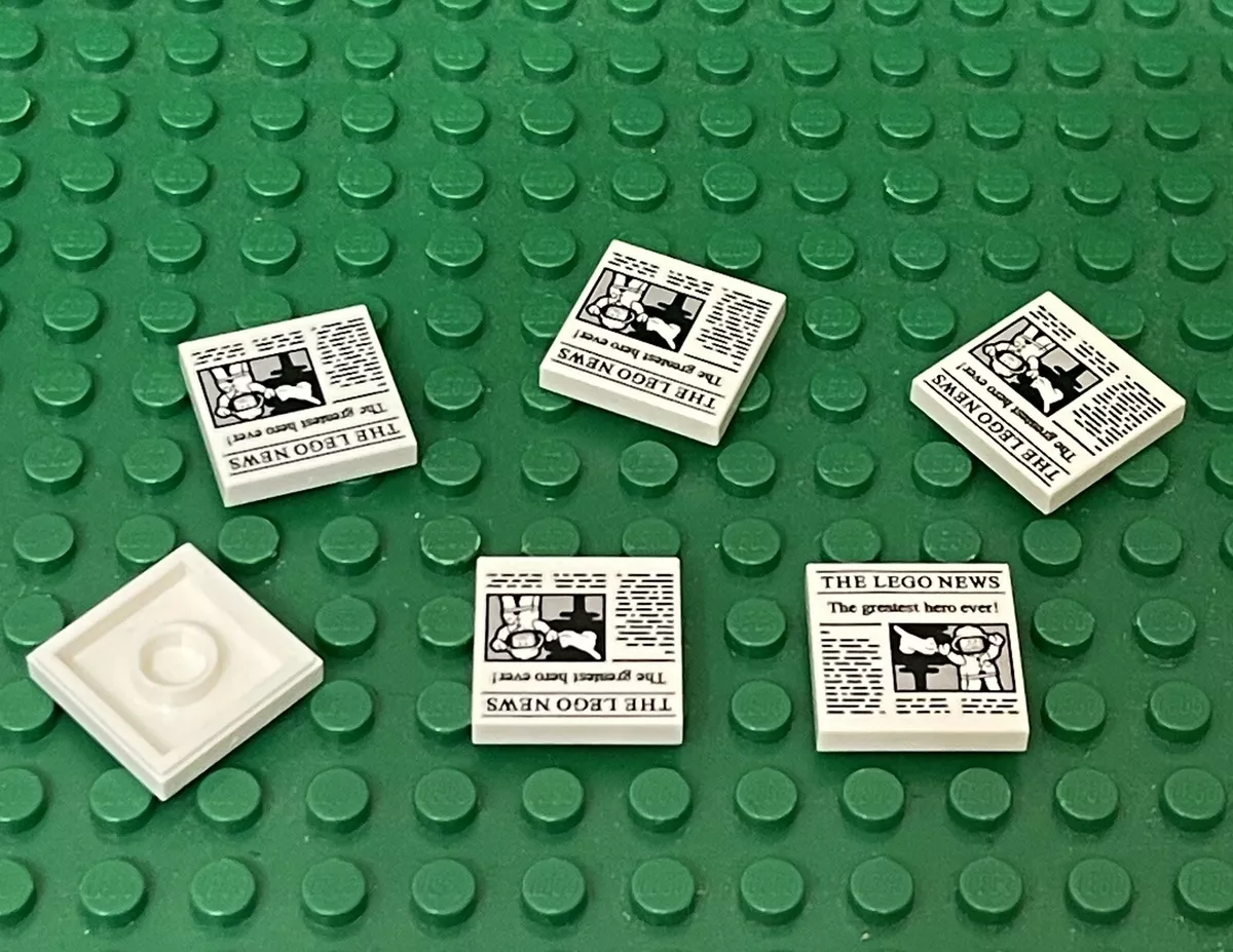 Lego 6 White 2x2 Newspaper Tile W THE LEGO NEWS and The