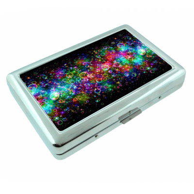 rainbow cigarette case Rainbow Bubbles Em1 Silver Metal Cigarette Case RFID Protection Wallet