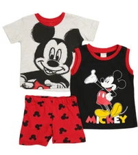 NEW! Boys  Disney 3PC  Red  shorts t shirt tank set outfit Mickey Mouse Sz 5