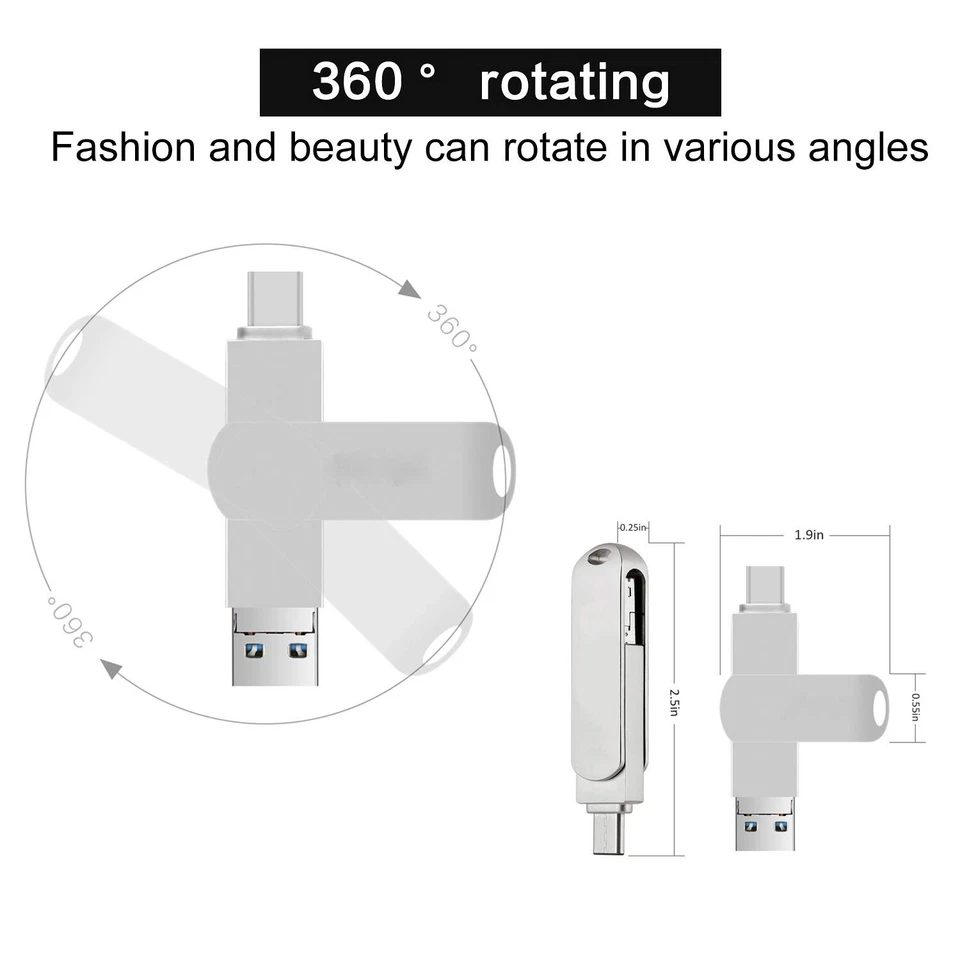 1TB 512GB USB 3.0 Flash Drive Memory Stick Type C 4in1 For iPhone OTG Android PC - Image 3 of 4