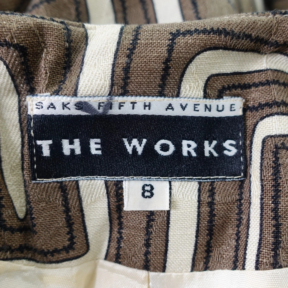 Blusa De Colección Saks Fifth Avenue 8 M Marrón Secretaria Azteca Arte Popular FUNCIONA EE. UU. Foto 3 de 4