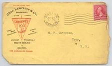 1898 Chas Lawrence & Co 5 Cent Cigars Fruit House Bostin MA  Advertising Cover