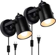 TISLYCO Wall Lamp with Plug in Cord Set of Two, Adjustable 01--Plug in-Black 