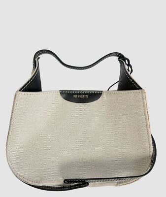 $476 Ree Projects Women's Beige Helene Mini Canvas Leather Hobo Purse Bag