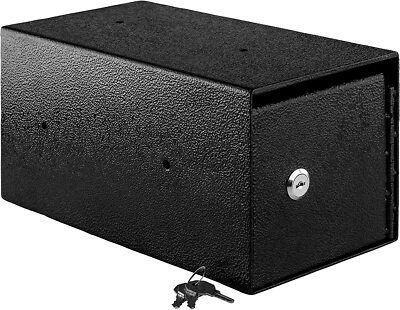 Mountable Key Lock Cash Drop Box Safe with Tamper-Proof Slot, Black